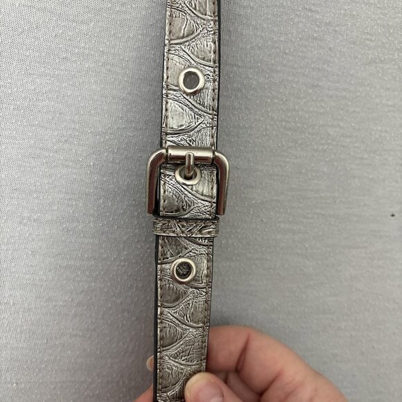 Genna De Rossi Faux Leather Snakeskin Metallic Gray Pink Boho Metal Punk Retro - Picture 13 of 16